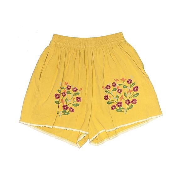Anthropologie Meadows Caspia Embroidered Yellow Floral shorts US 2 - Picture 2 of 5